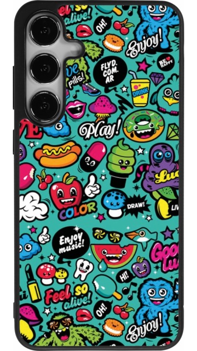 Coque Samsung Galaxy S24+ - Silicone rigide noir Cartoons old school