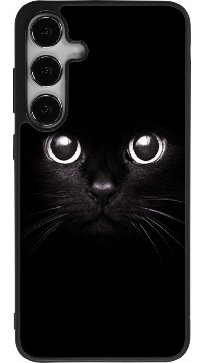 Coque Samsung Galaxy S24+ - Silicone rigide noir Cat eyes