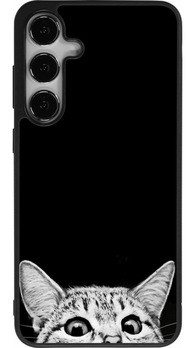 Coque Samsung Galaxy S24+ - Silicone rigide noir Cat Looking Up Black