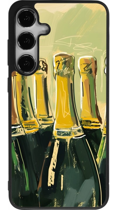 Coque Samsung Galaxy S24+ - Silicone rigide noir Champagne peinture