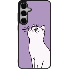Coque Samsung Galaxy S24+ - Silicone rigide noir Chat sur fond violet