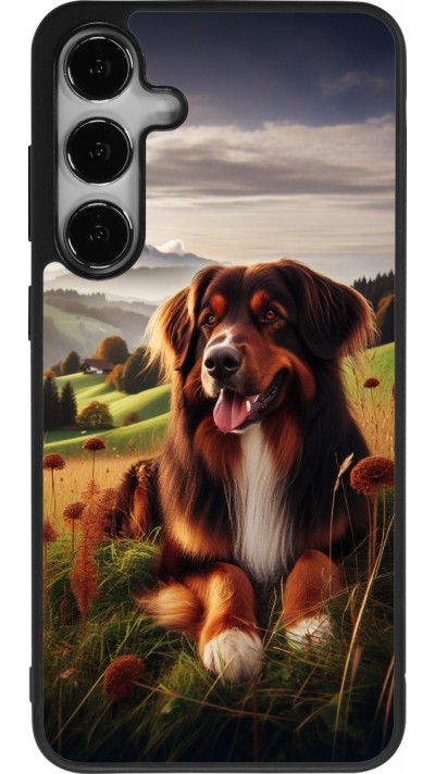 Coque Samsung Galaxy S24+ - Silicone rigide noir Chien Campagne Suisse