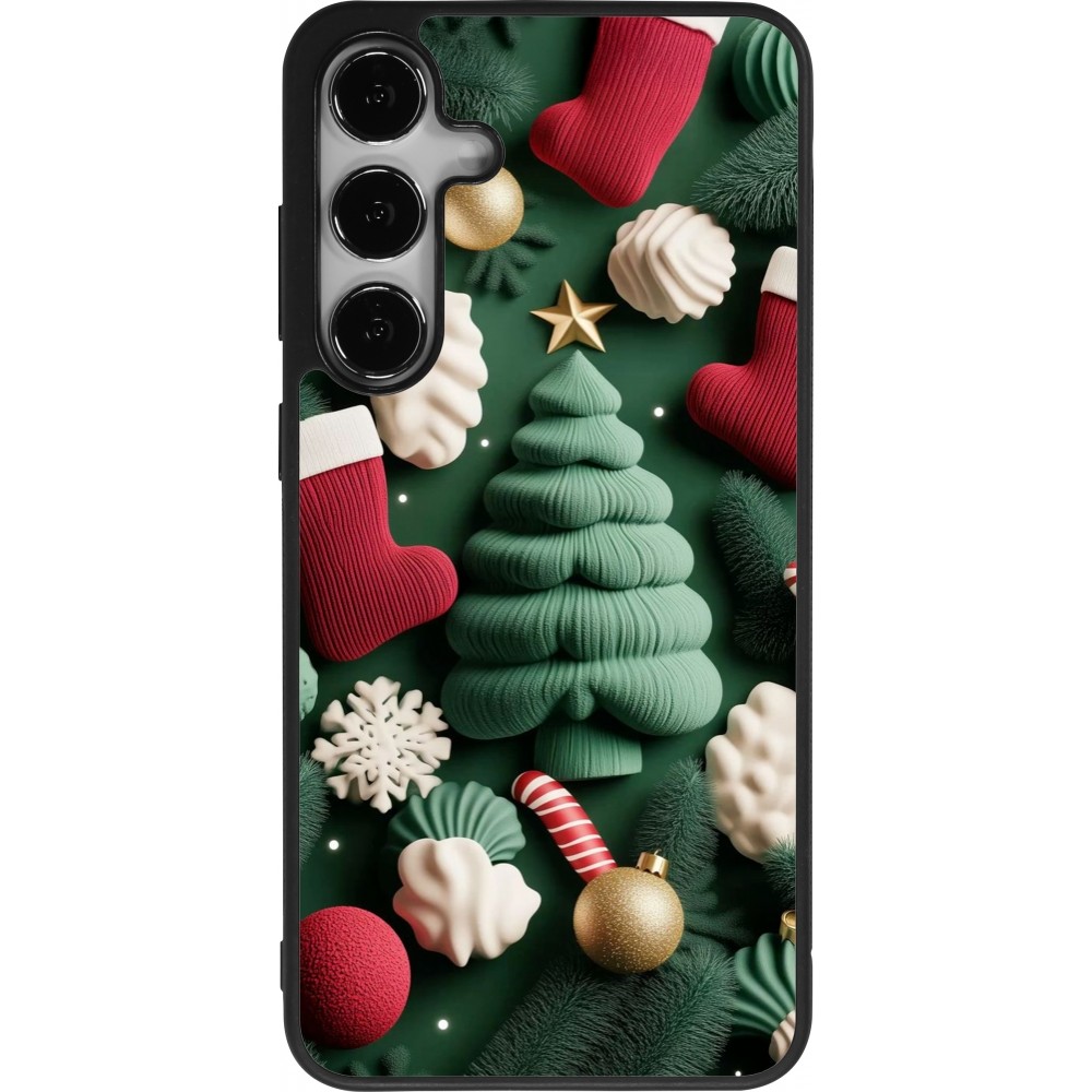 Coque Samsung Galaxy S24+ - Silicone rigide noir Christmas 25 Christmas textiles