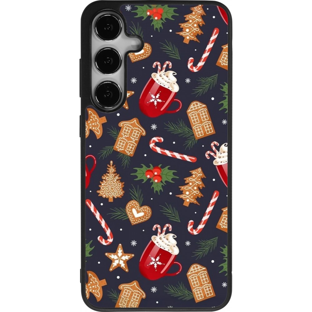 Coque Samsung Galaxy S24+ - Silicone rigide noir Christmas 25 Pattern Gingerbread House