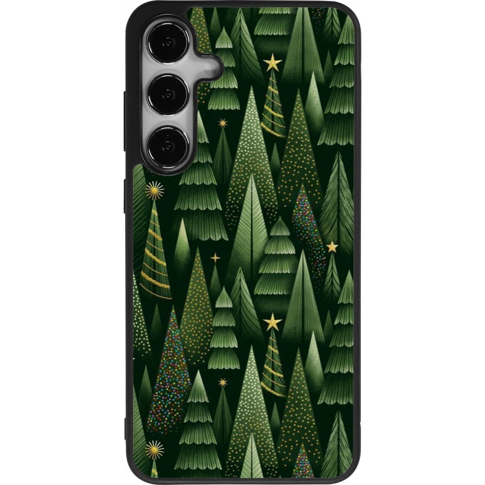 Coque Samsung Galaxy S24+ - Silicone rigide noir Christmas 25 Pattern Xmas Tree