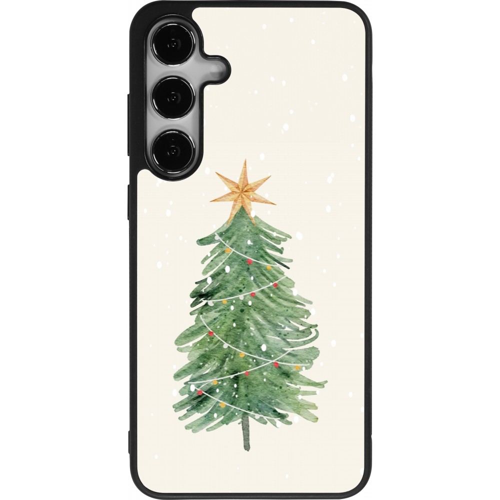 Coque Samsung Galaxy S24+ - Silicone rigide noir Christmas 25 Sketch Tree