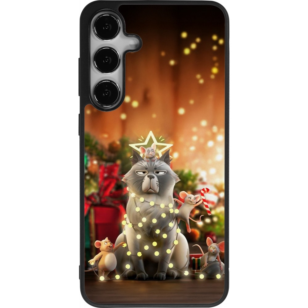 Coque Samsung Galaxy S24+ - Silicone rigide noir Christmas 25 Xmas Cat