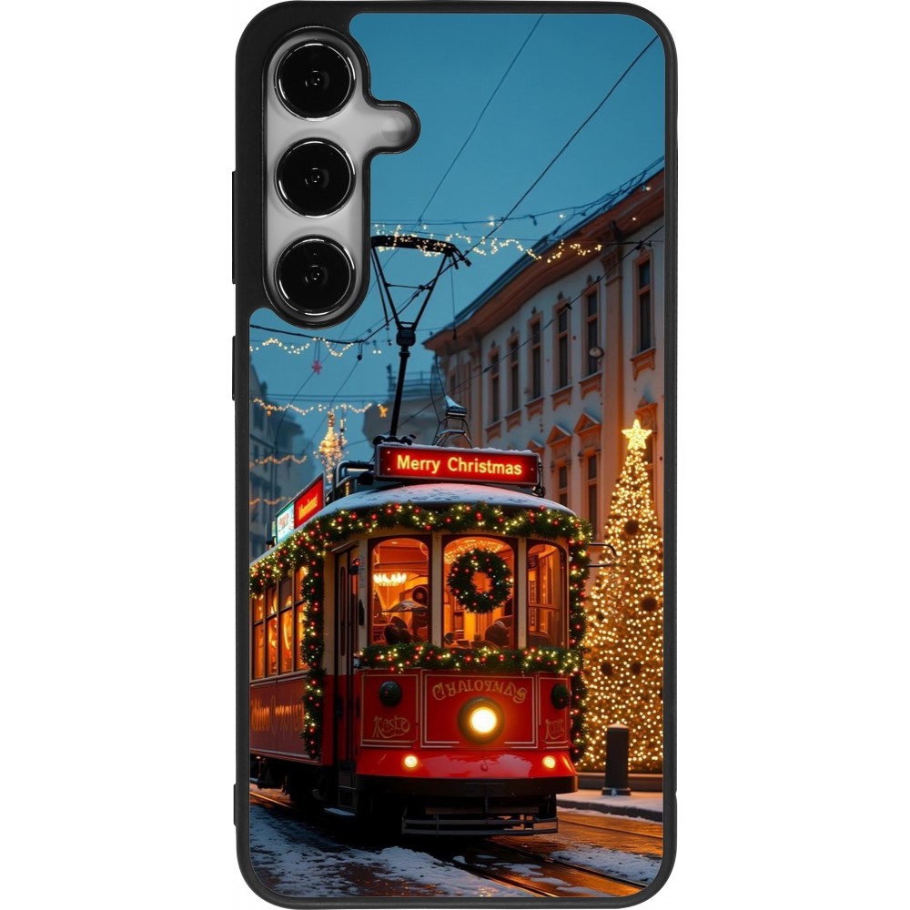 Coque Samsung Galaxy S24+ - Silicone rigide noir Christmas 25 Xmas Train
