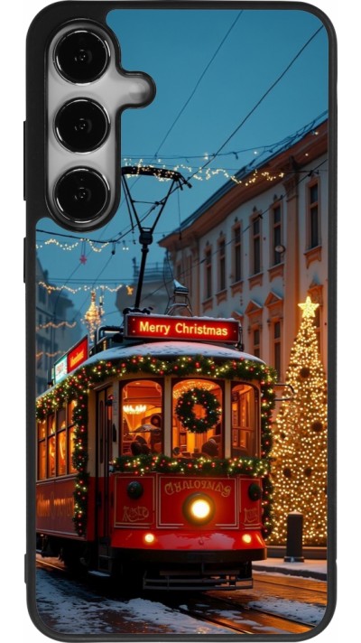 Coque Samsung Galaxy S24+ - Silicone rigide noir Christmas 25 Xmas Train