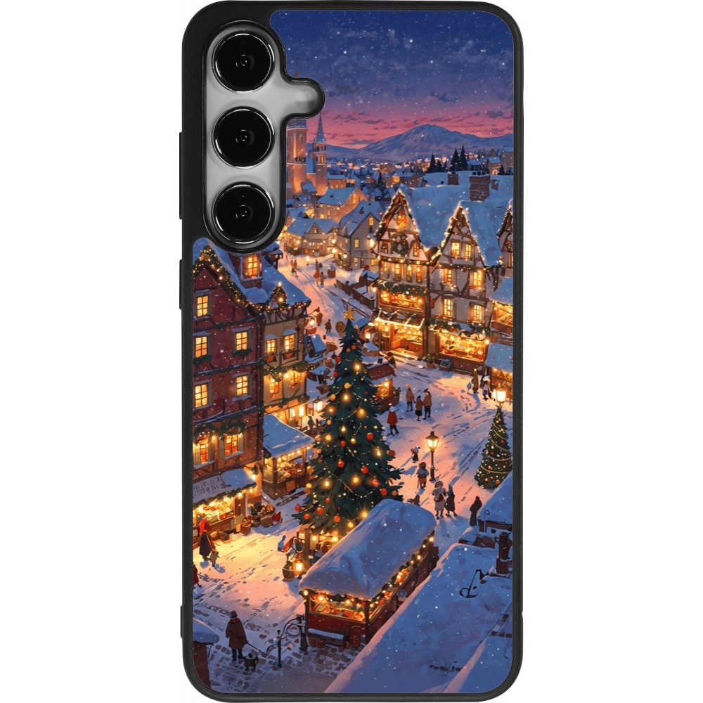 Coque Samsung Galaxy S24+ - Silicone rigide noir Christmas 25 Xmas Village