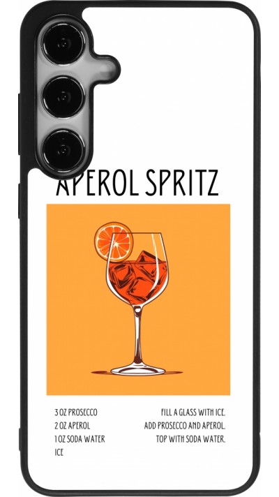 Coque Samsung Galaxy S24+ - Silicone rigide noir Cocktail recette Aperol Spritz