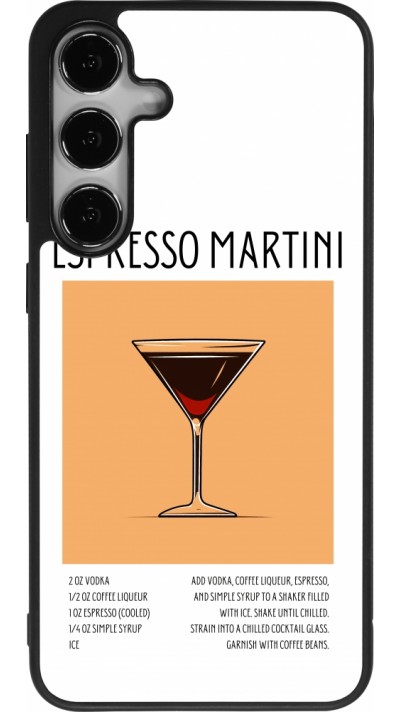 Coque Samsung Galaxy S24+ - Silicone rigide noir Cocktail recette Espresso Martini