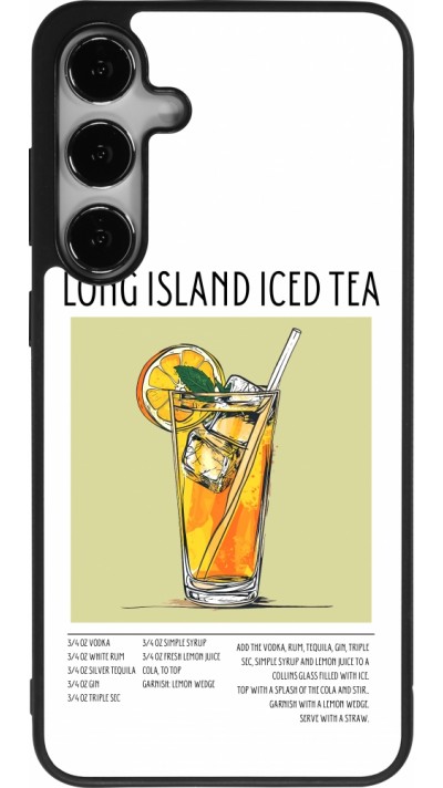 Coque Samsung Galaxy S24+ - Silicone rigide noir Cocktail recette Long Island Ice Tea