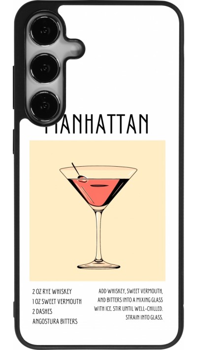 Coque Samsung Galaxy S24+ - Silicone rigide noir Cocktail recette Manhattan