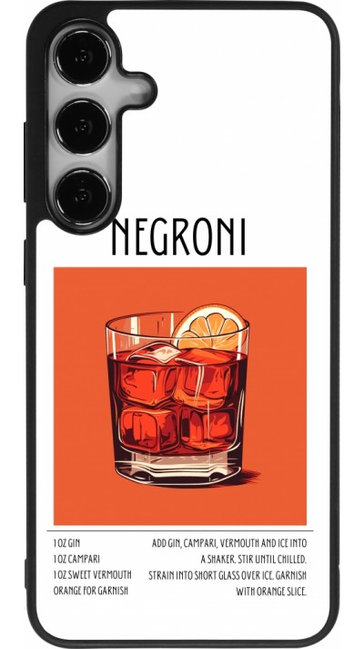 Coque Samsung Galaxy S24+ - Silicone rigide noir Cocktail recette Negroni