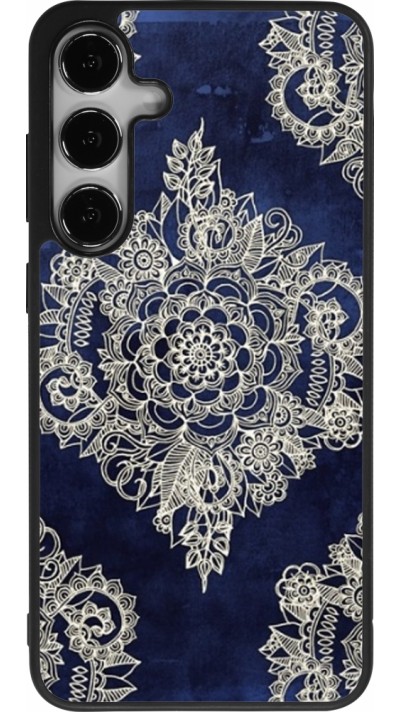 Coque Samsung Galaxy S24+ - Silicone rigide noir Cream Flower Moroccan