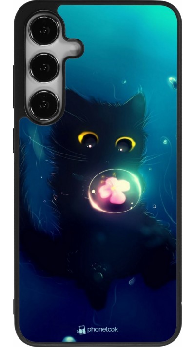 Coque Samsung Galaxy S24+ - Silicone rigide noir Cute Cat Bubble