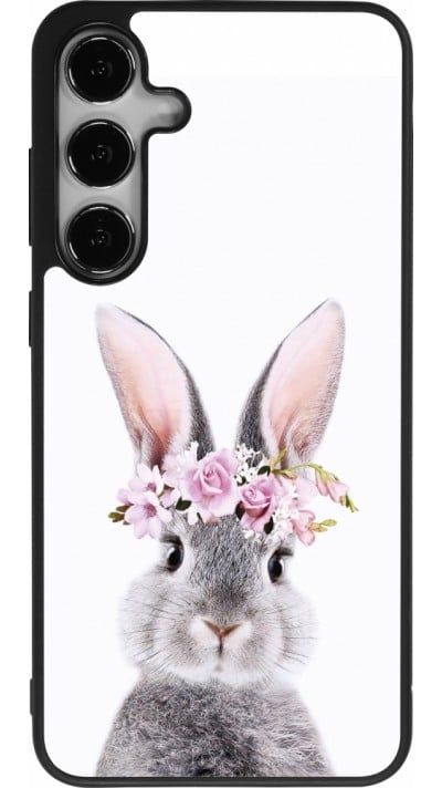 Coque Samsung Galaxy S24+ - Silicone rigide noir Easter 2023 flower bunny