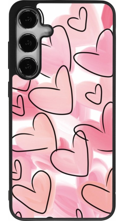 Coque Samsung Galaxy S24+ - Silicone rigide noir Easter 2023 pink hearts