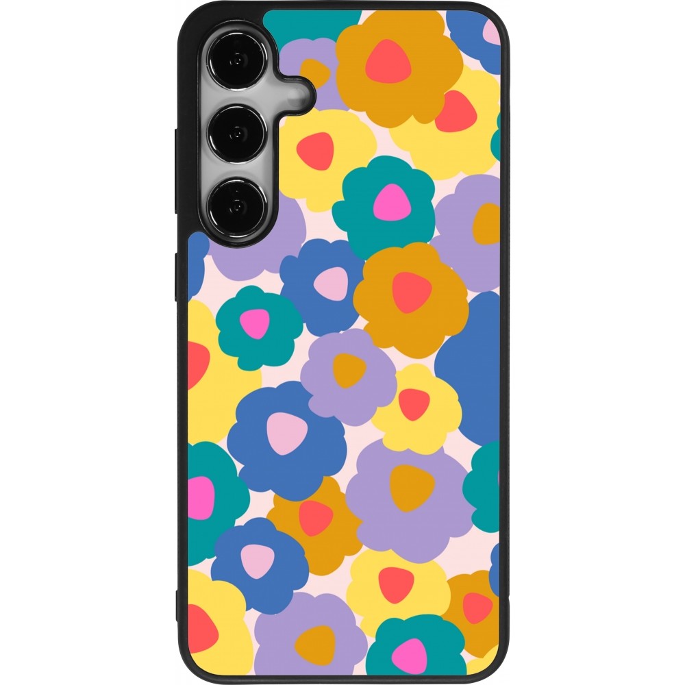 Coque Samsung Galaxy S24+ - Silicone rigide noir Easter 2024 flower power