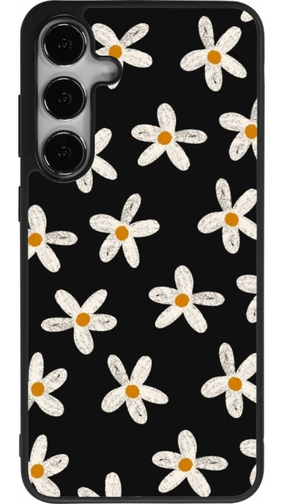 Samsung Galaxy S24+ Case Hülle - Silikon schwarz Easter 2024 white on black flower