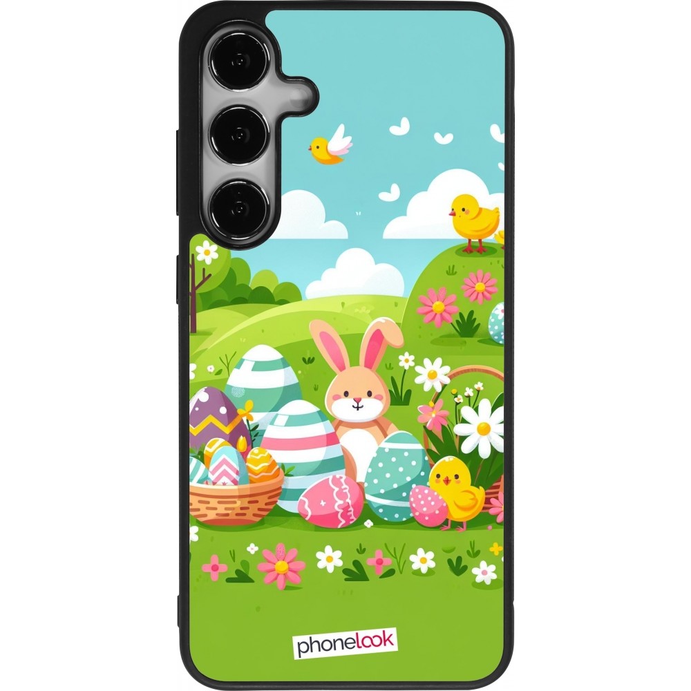 Coque Samsung Galaxy S24+ - Silicone rigide noir Easter 2025 Green