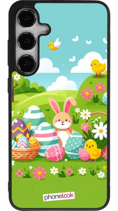 Coque Samsung Galaxy S24+ - Silicone rigide noir Easter 2025 Green
