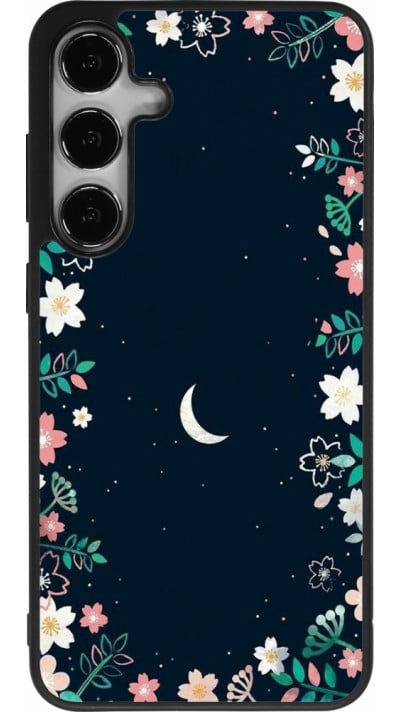 Coque Samsung Galaxy S24+ - Silicone rigide noir Flowers space
