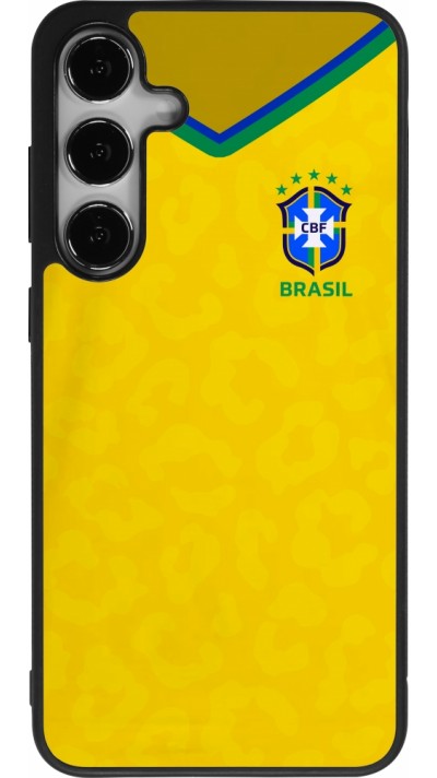 Coque Samsung Galaxy S24+ - Silicone rigide noir Maillot de football Brésil 2022 personnalisable