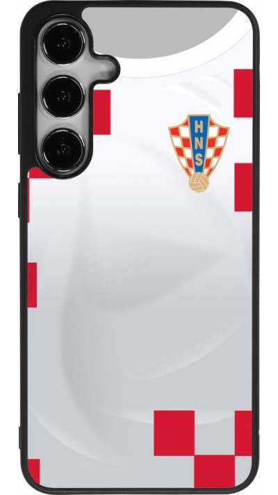 Coque Samsung Galaxy S24+ - Silicone rigide noir Maillot de football Croatie 2022 personnalisable
