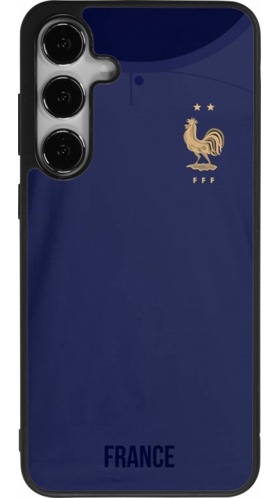 Coque Samsung Galaxy S24+ - Silicone rigide noir Maillot de football France 2022 personnalisable