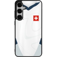 Coque Samsung Galaxy S24+ - Silicone rigide noir Maillot de football Suisse Extérieur personnalisable