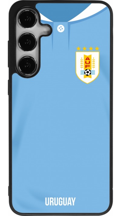 Coque Samsung Galaxy S24+ - Silicone rigide noir Maillot de football Uruguay 2022 personnalisable
