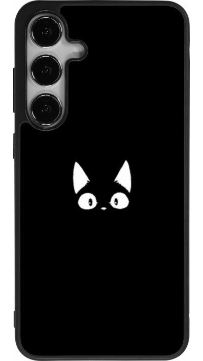 Coque Samsung Galaxy S24+ - Silicone rigide noir Funny cat on black