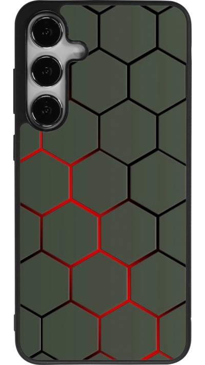 Coque Samsung Galaxy S24+ - Silicone rigide noir Geometric Line red
