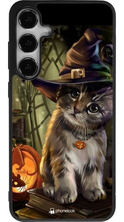 Coque Samsung Galaxy S24+ - Silicone rigide noir Halloween 21 Witch cat