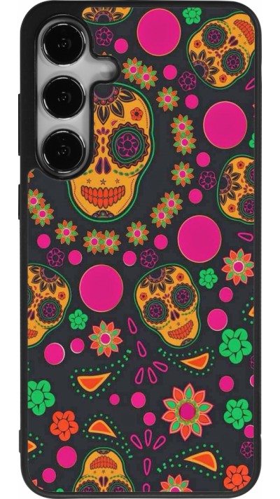 Coque Samsung Galaxy S24+ - Silicone rigide noir Halloween 22 colorful mexican skulls