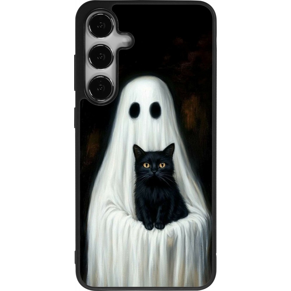 Samsung Galaxy S24+ Case Hülle - Silikon schwarz Halloween 2025 Ghost with black cat