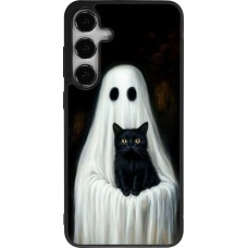Samsung Galaxy S24+ Case Hülle - Silikon schwarz Halloween 2025 Ghost with black cat