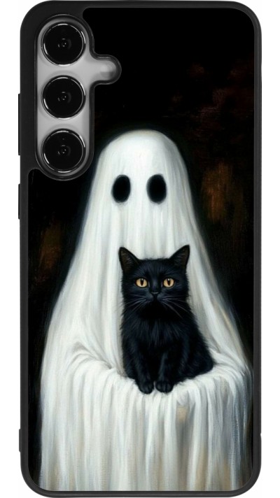 Samsung Galaxy S24+ Case Hülle - Silikon schwarz Halloween 2025 Ghost with black cat