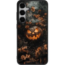 Samsung Galaxy S24+ Case Hülle - Silikon schwarz Halloween 2025 Pumpkin with flowers