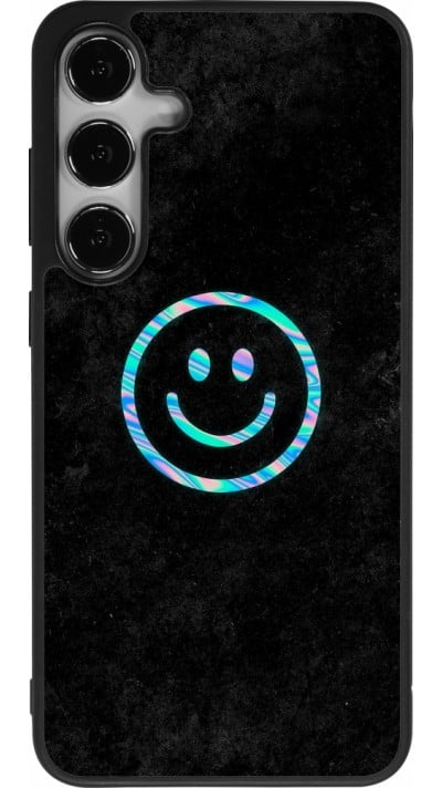 Coque Samsung Galaxy S24+ - Silicone rigide noir Happy smiely irisé
