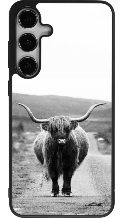 Coque Samsung Galaxy S24+ - Silicone rigide noir Highland cattle
