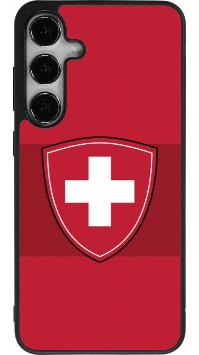 Coque Samsung Galaxy S24+ - Silicone rigide noir Hockey World Championship Ecusson Suisse