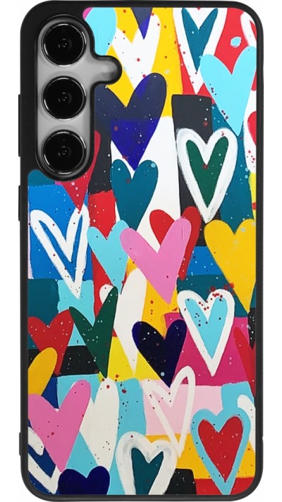 Coque Samsung Galaxy S24+ - Silicone rigide noir Joyful Hearts