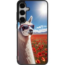 Coque Samsung Galaxy S24+ - Silicone rigide noir Lama Chic en Coquelicot