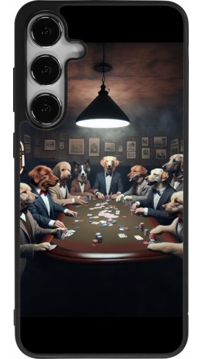 Coque Samsung Galaxy S24+ - Silicone rigide noir Les pokerdogs