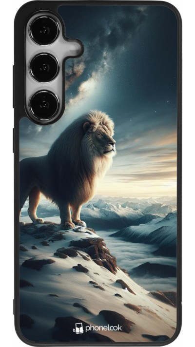 Coque Samsung Galaxy S24+ - Silicone rigide noir Le lion blanc