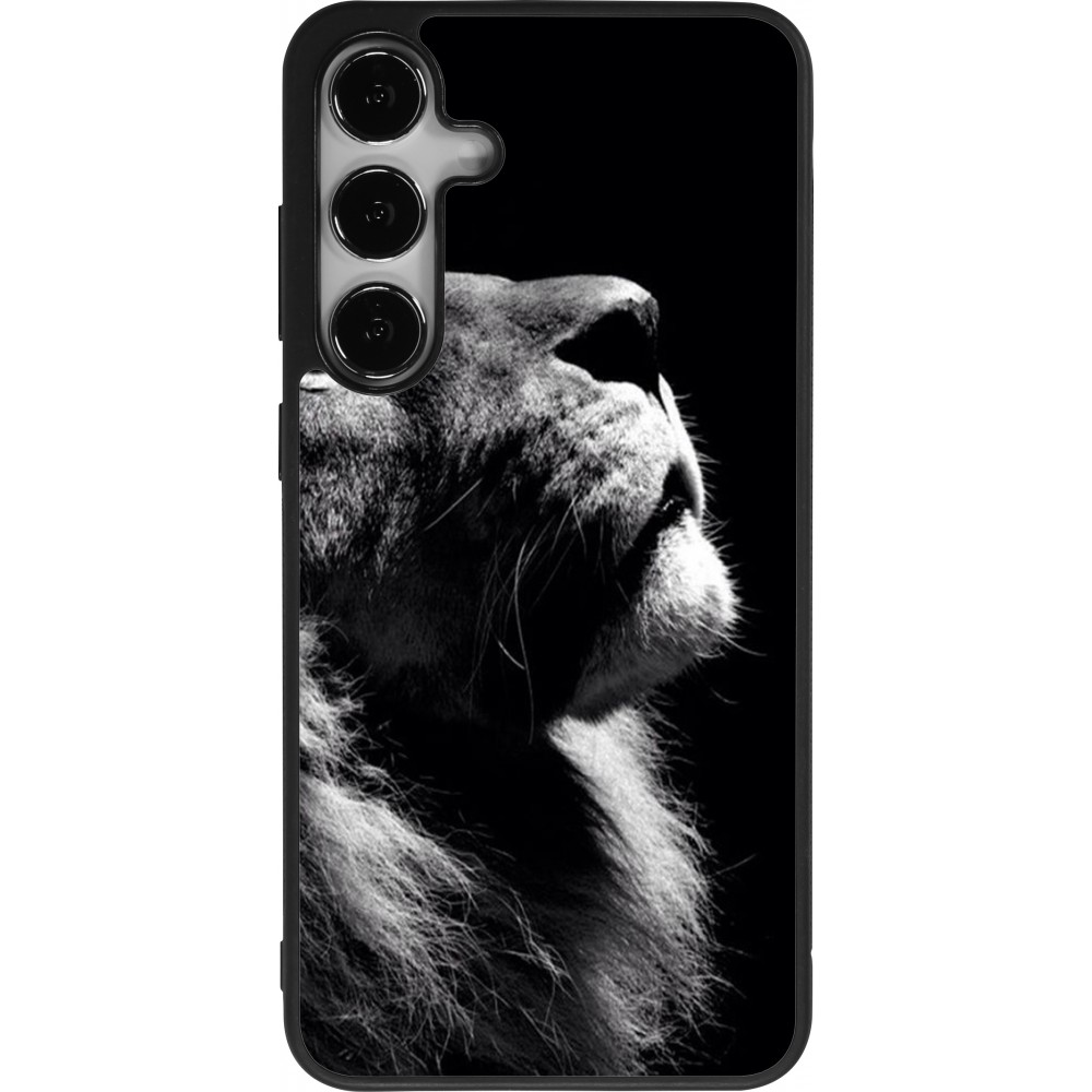 Coque Samsung Galaxy S24+ - Silicone rigide noir Lion looking up