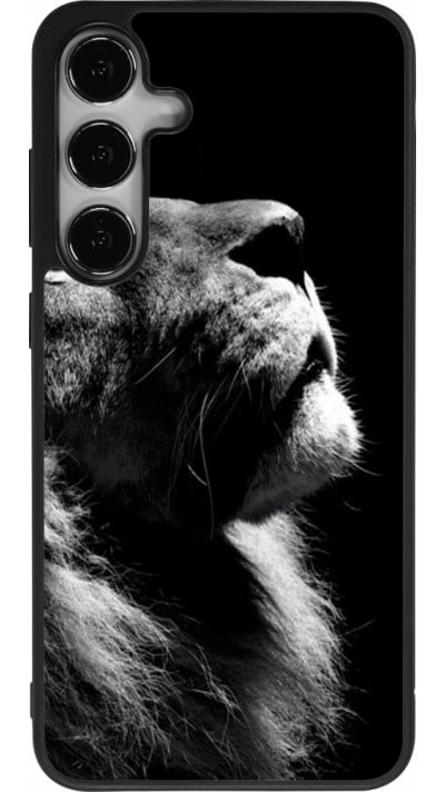 Coque Samsung Galaxy S24+ - Silicone rigide noir Lion looking up